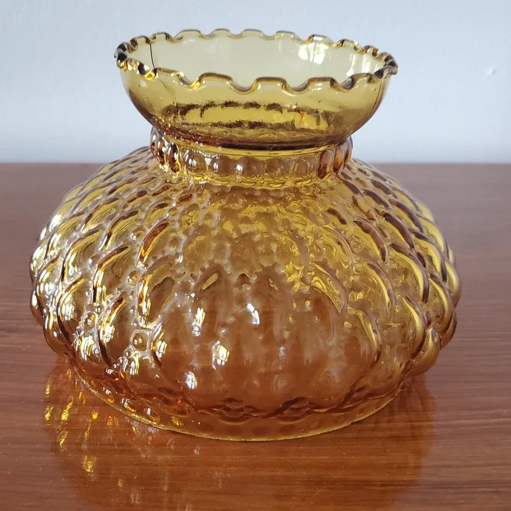 Vintage Amber Diamond Glass (Fits 5 3/4 Inch Fitter) Oil / Lamp Shade